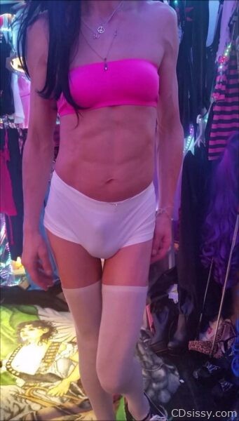 Pink Tube White Boy Shorts Black Hair  (497)