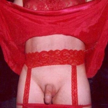 red babydoll shaved exposed with garters (Large)